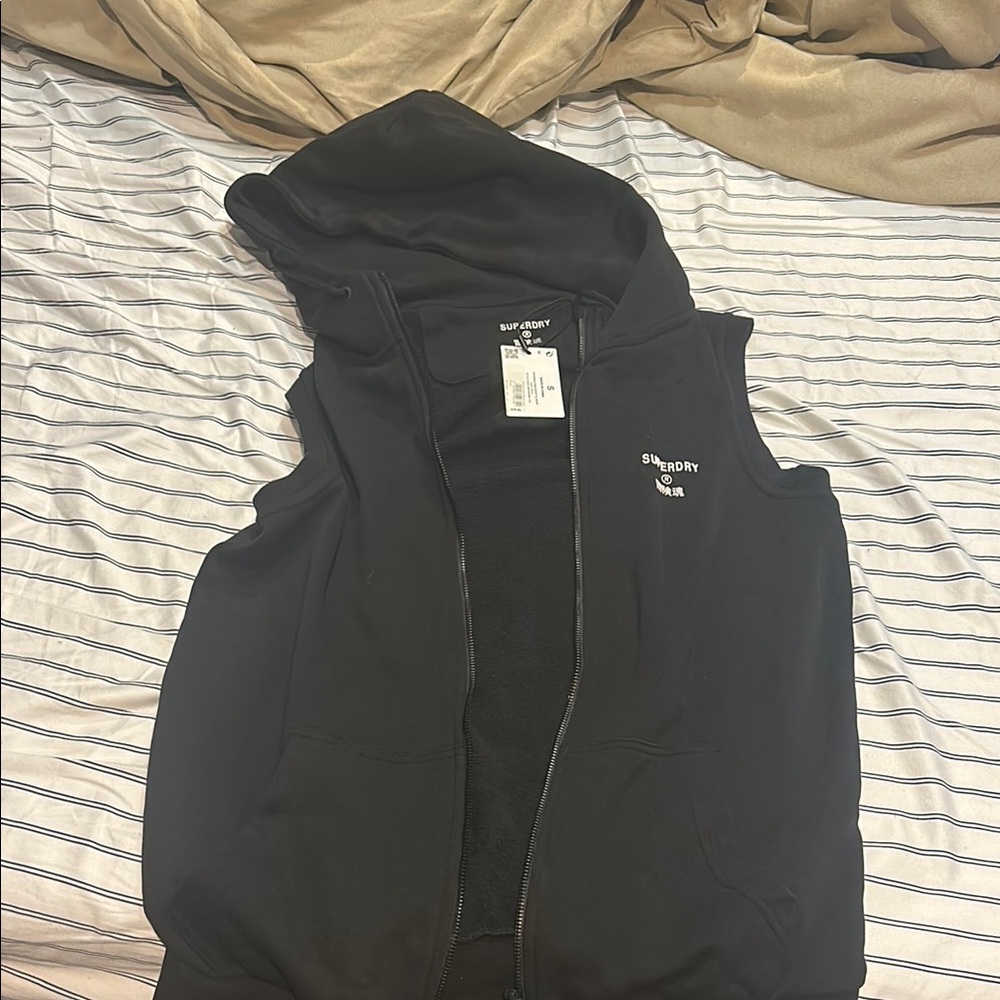Superdry Black Sleeveless Zip-Up Vest